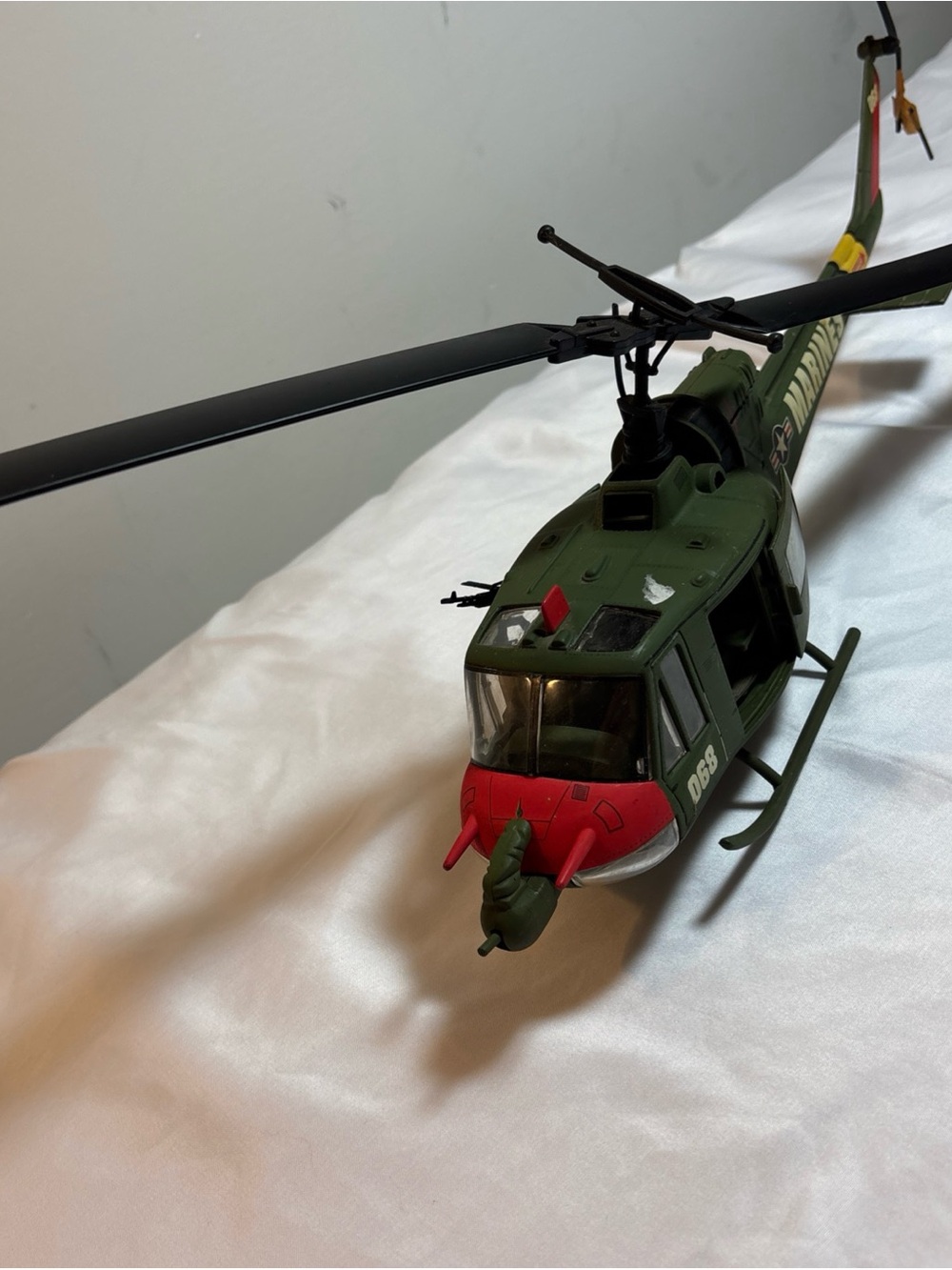 Green & Red Military Helicopter Toy - Realistic Rescue Play. No display stand